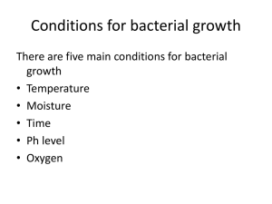 Conditions for bacterial growth pages 54-55