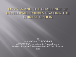 ECOWAS AND THE CHALLENGE OF DEVELOPMENT