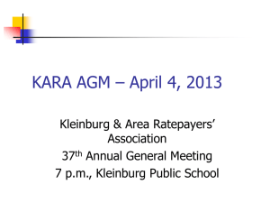 KARA – Development Update - Kleinburg and Area Ratepayers