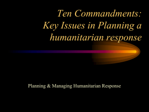 Key issues in planning a humanitarian response