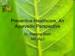 Preventive Healthcare An Ayurvedic Perspective