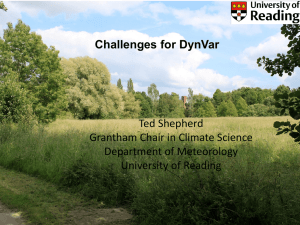Challenges for DynVar - Department of Meteorology
