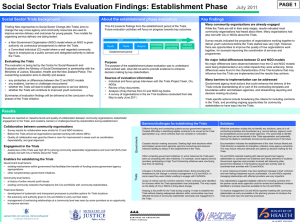 Social Sector Trials Evaluation Findings: Establishment Phase July