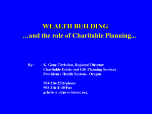 Wealth Building and the Role of Charitable Planning