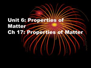 Unit 6: Properties of Matter Ch 17: Properties of Matter