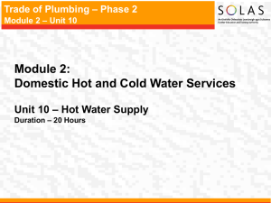 Trade of Plumbing – Phase 2 Module 2 – Unit 10 Indirect Hot Water