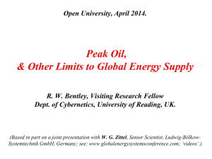 Peak oil, and other global energy limits