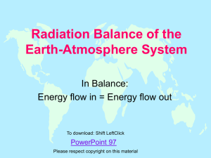 Radiation Balance - Atmospheric and Oceanic Sciences