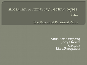 Arcadian Microarray Technologies, Inc: The Power of Terminal Value