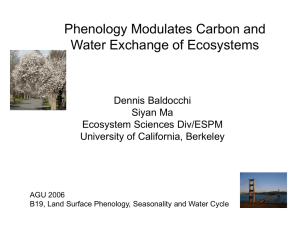 Phenology and Carbon Exchange of Ecosystems
