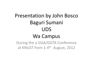 Presentation by John Bosco Baguri Sumani