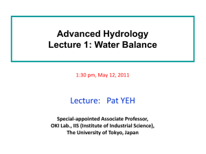 Advanced Hydrology lecture 1: Water Balance