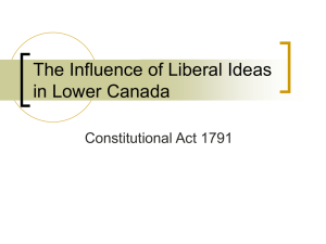 The Influence of Liberal Ideas in Lower Canada