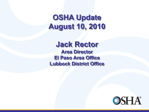 OSHA Activity for the Oklahoma City Area Office Presented by Jim