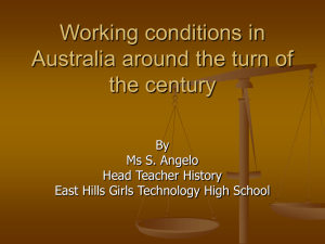Working conditions in Australia around the turn of the century