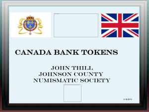 Canada Bank Tokens - Johnson County Numismatic Society
