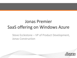 Jonas Premier SaaS offering on Windows Azure