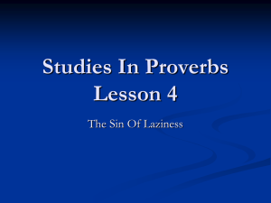 Studies In Proverbs Lesson 4 - Fifth Street East Church of Christ