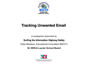 Tracking Unwanted Email - Sir Wilfrid Laurier School Board