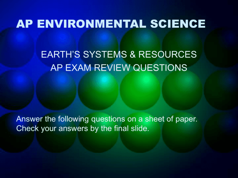 ap environmental science assignments