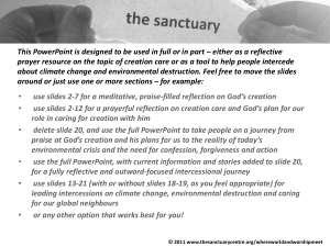 Creation Care - reflection and intercession