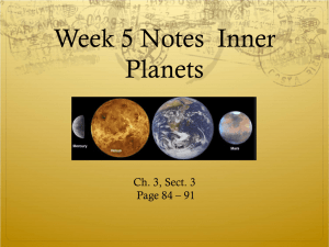Week 5 Notes Inner Planets
