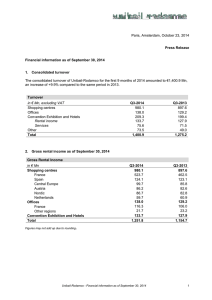 Financial information as of September 30, 2014