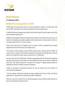 Media Release KCGM Processing Gold to 2029