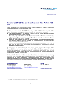 Revision to 2014 EBITDA target, reinforcement of the Perform 2020