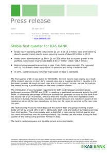 Stable first quarter for KAS BANK