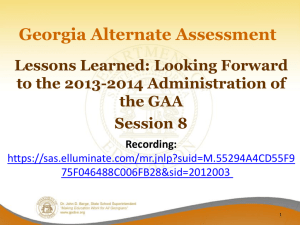 GAA 2013-2014 and Lessons Learned - Session 8