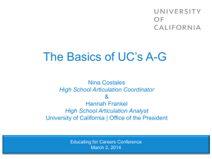 The Basics of UC`s A-G - University of California | Office of The