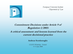 Commitment Decisions under Article 9 of Regulation 1/2003: A Critical