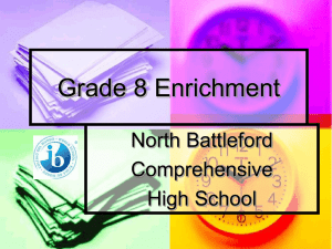 Grade 8 Enrichment - North Battleford Comprehensive High School