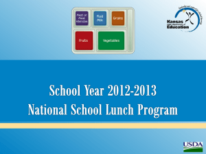 School Year 2012-2013 National School Lunch Program