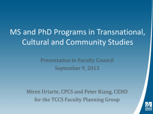 MS and PhD Programs in Transnational, Cultural and Community