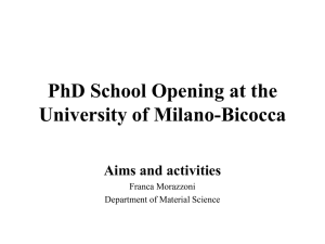 PhD School of the University of Milano Bicocca