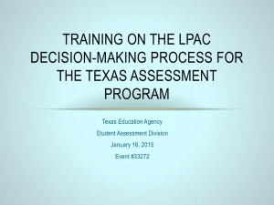 Training on the LPAC Decision-Making Process for the Texas