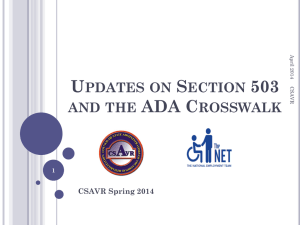 CSAVR 2014 – Updates on Section 503 and the ADA Crosswalk