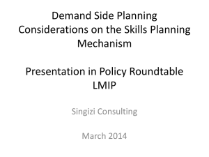 Demand Side Planning Considerations on the Skills Planning