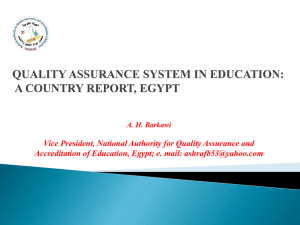 quality assurance system in education: a country report, egypt