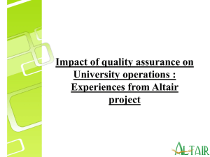 Impact of quality assurance on University operations