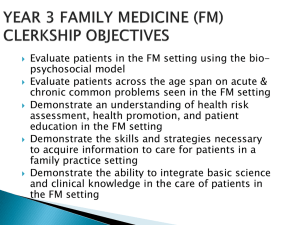 year 3 family medicine (fm) clerkship objectives