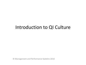 Introduction to Quality Improvement Culture
