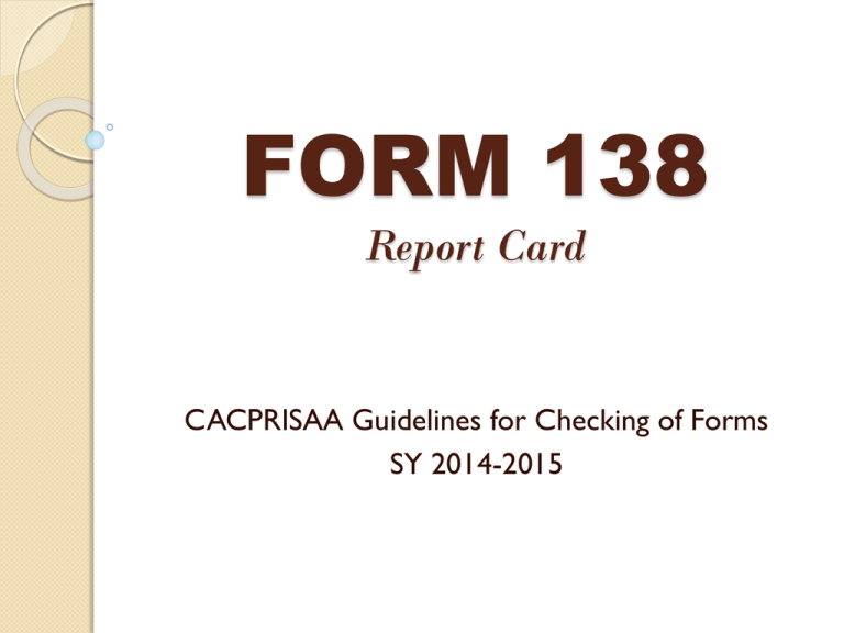 FORM 138