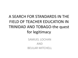 A SEARCH FOR STANDARDS IN THE FIELD OF TEACHER