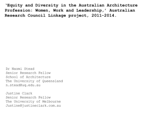 Equity and Diversity in the Australian Architecture Profession