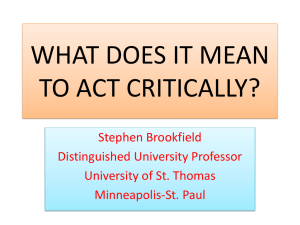 WHAT DOES IT MEAN TO BE CRITICAL?