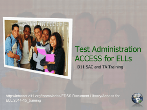Test Administration ACCESS for ELLs