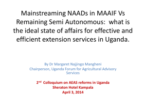 Mainstreaming NAADs in MAAIF Vs Remaining Semi